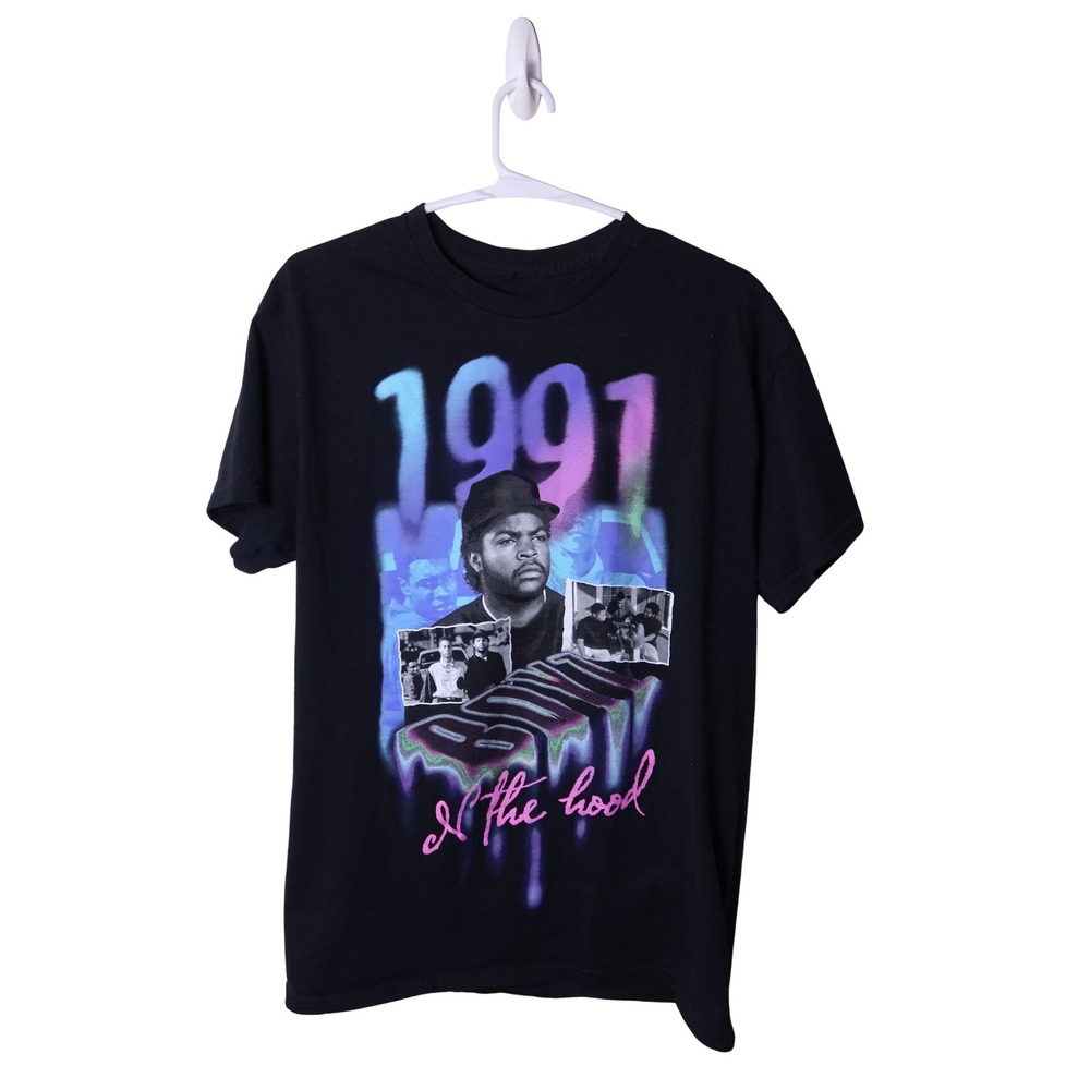 Boyz N The Hood 1991 Movie Graphic T-Shirt Black Neon Airbrush Style Medium